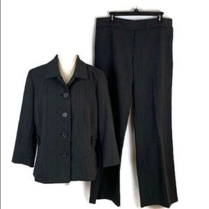 Max Studio 2 Piece Suit Peplum Coat Heather Gray High Waisted Wide Leg Size 14